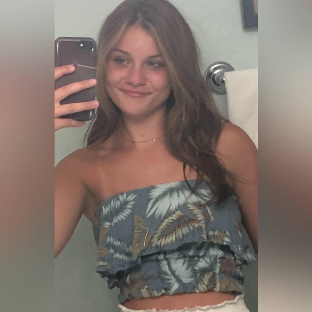 Blue Strapless Top